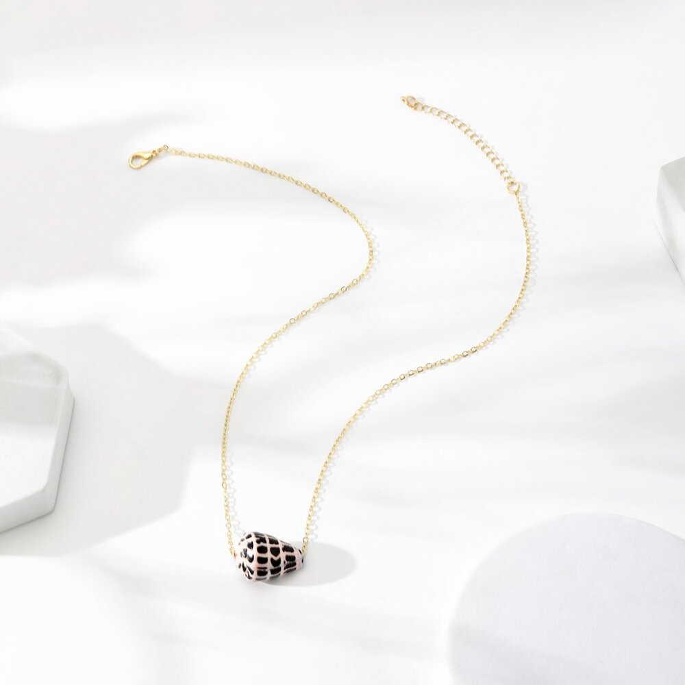 Hebrew cone shell necklace - gold chain